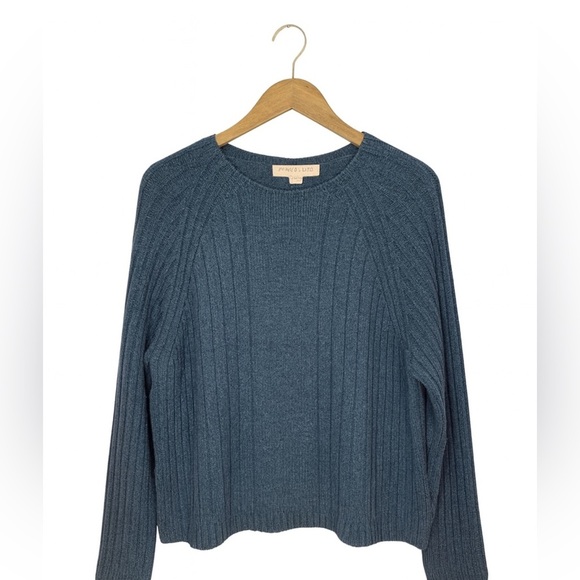 Carolyn Taylor For By Design Essentials Women's Size Large Blue Ribbed Sweater. - Picture 1 of 2